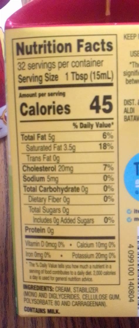 Heavy Whipping Cream Nutrition