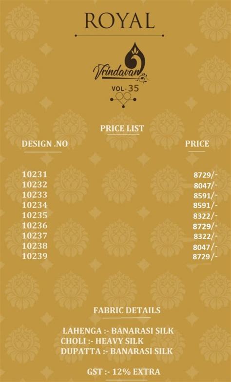 Royal Vrindavan Vol 35 Festive Designer Lehenga Collection :textileexport