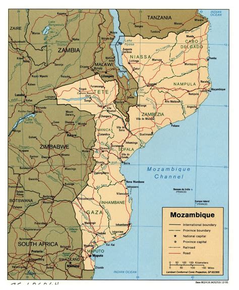 Large detailed political and administrative map of Mozambique with ...