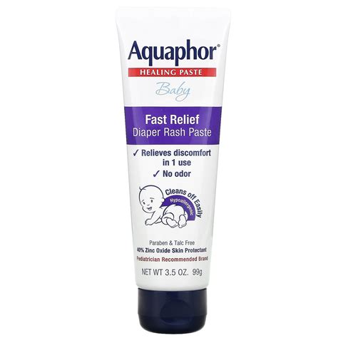 Aquaphor, Baby, Healing Paste, Fast Relief Diaper Rash Paste, 3.5 oz ...