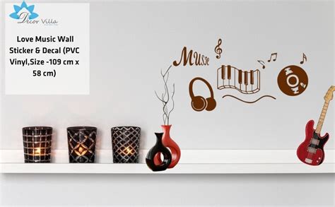 Buy Decor Villa Love Music Wall Sticker & Decal (PVC Vinyl,Size -109 cm ...