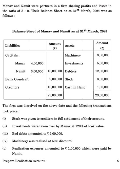 Manav and Namit were partners in a firm | StudyX