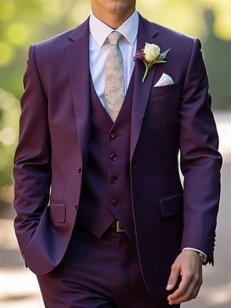 Men's Wedding Spring Wedding Suits Grape Fashion Formal Solid Colored ...