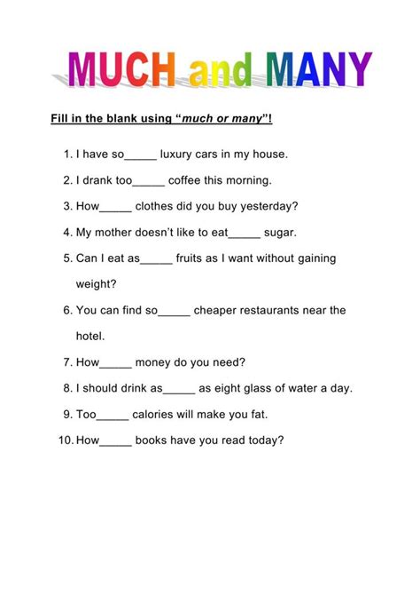 How Many How Much Worksheet 的图像结果