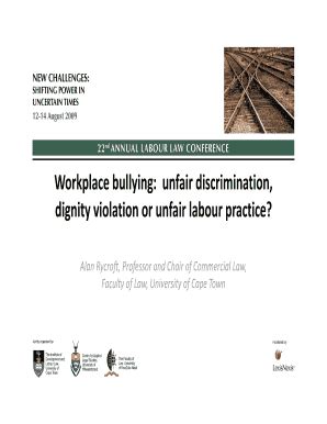 Fillable Online Workplace bullying: unfair discrimination, Fax Email ...