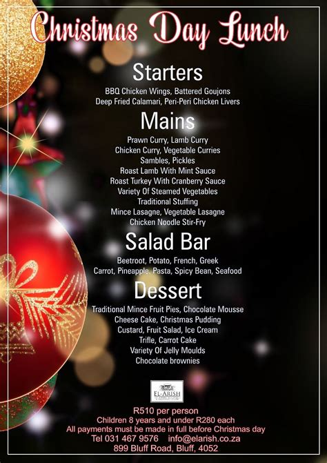 Elarish Christmas Lunch, 899 Bluff Road, 4052 Durban, South Africa, 25 ...