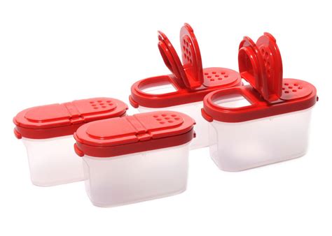 Buy Tupperware Small Spice Shaker (4)pc Set Sheer with Red Seals Online ...