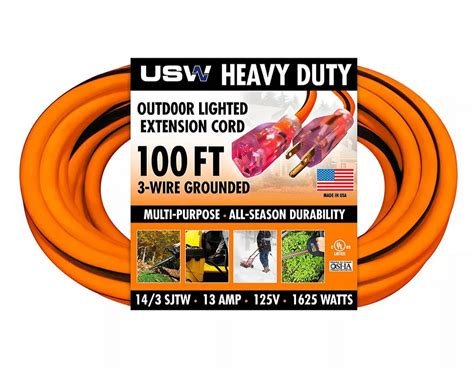 U.S. Wire & Cable 100' Extension Cord - Orange - Walmart.com