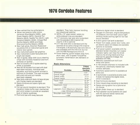 The 1970 Hamtramck Registry - 1976 Chrysler Dealership Data Book - Cordoba