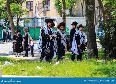 New York City, USA - June 10, 2017: Orthodox Jews Wearing Special ...