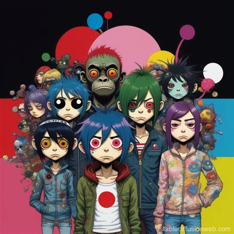 Gorillaz x Murakami Album Cover | Stable Diffusion Online
