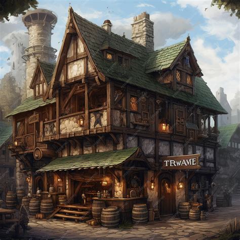 Medieval fantasy tavern illustration | Premium AI-generated image