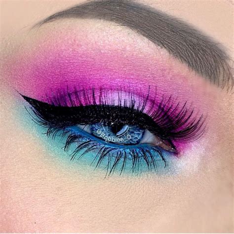 eye makeup blue and pink