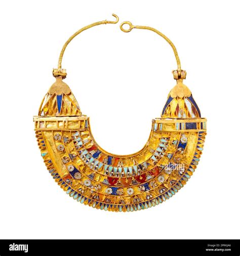 Decorated pharaons broad collar jewelry from ancient Egypt isolated on ...