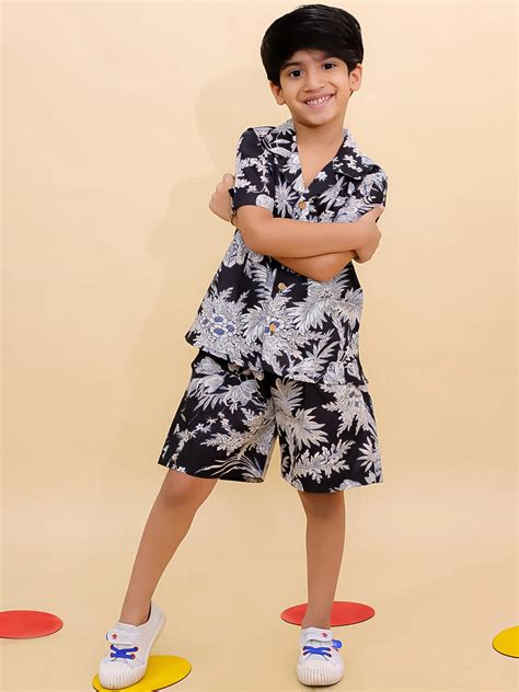 BownBee Summer Short Sleeve Pure cotton Printed Shorts And Shirt Set