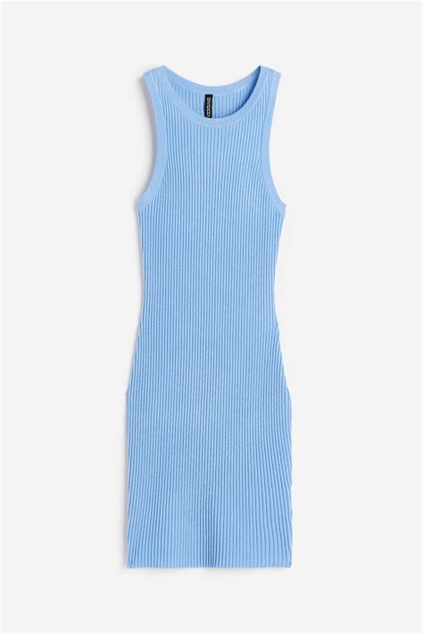 Rib-knit bodycon dress - Light blue - Ladies | H&M IN