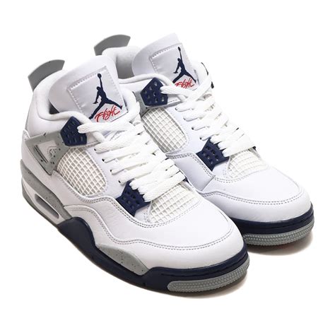 JORDAN BRAND AIR JORDAN 4 RETRO WHITE/MIDNIGHT NAVY-LT SMOKE GREY 22HO ...
