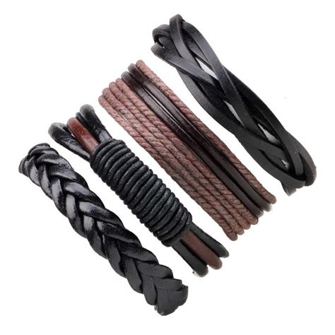 Buy Romp Fashion Faux Leather Bracelet for Unisex Adult (Pack of 4 ...