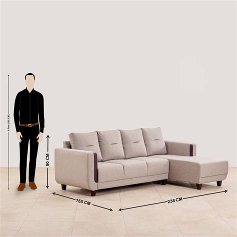 Buy Berry Fabric 3-Seater Right Corner Sofa with Chaise - Beige from ...