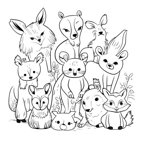 An Illustration Of Small Animals Coloring Pages Outline Sketch Drawing Vector, Animal Drawing ...