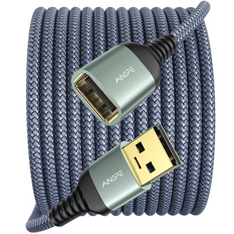 AINOPE USB Extension Cable (25FT, Grey) Type A Male to Female Extension ...