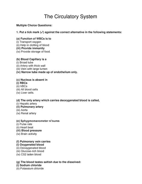 The Circulatory System - ncertbooksolutions Multiple Choice Questions ...