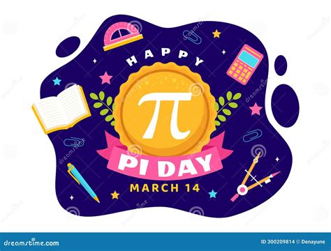 Happy Pi Day Vector Illustration On 14 March With Mathematical Constants, Greek Letters Or Baked ...