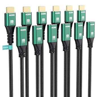 HDMI Extension Cable 3.3ft 6 Pack, 8K HDMI 2.1 Extender Cable Male to ...