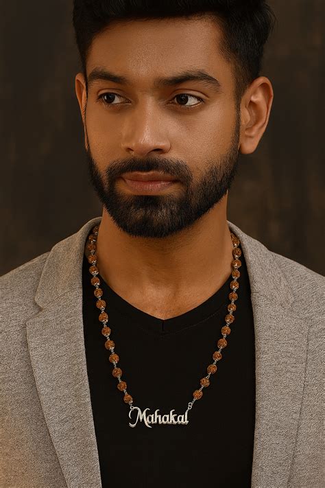 Shop Rudraksha Mala "Mahakal" Cursive Silver Plated Necklace Today ...