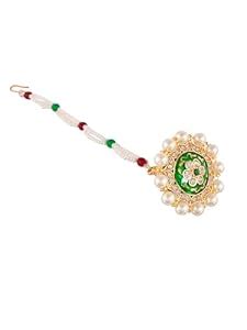 Buy Gold Plated Rajasthani/Rajputi Kundan Pearl Studded Borla Matha ...