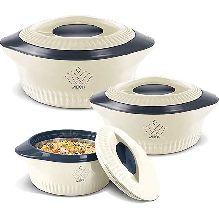 Buy MILTON Curve Inner Stainless Steel Casserole Set of 3 (840 ml, 1300 ...