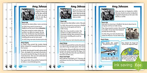 KS1 Amy Johnson Reading Comprehension Activity | Adapted