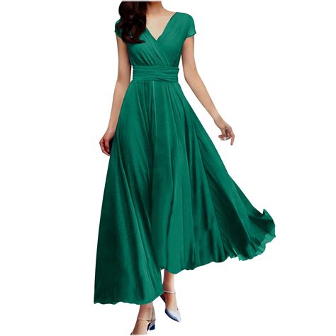 Petite Maxi Dresses for Women,Women's Summer Solid Color Closed Waist ...
