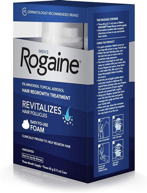 Buy Men's Rogaine 5% Minoxidil Foam for Hair Loss and Hair Regrowth ...