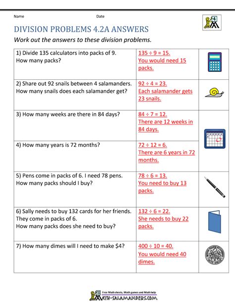 Image result for Division Worksheets Grade 4 Word Problems