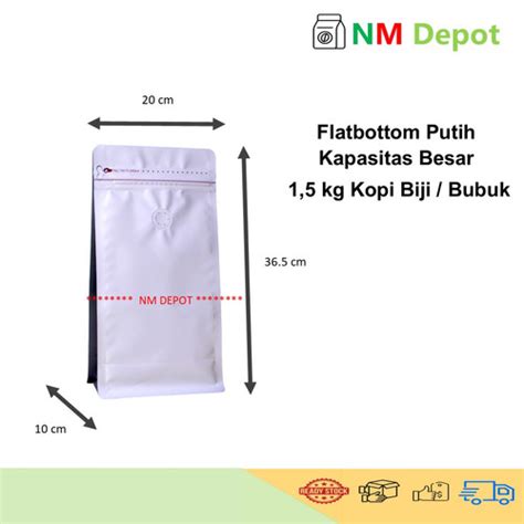 Jual FLAT BOTTOM Besar Putih coffee packaging kemasan Zipper kopi 1,5 ...