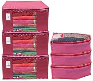 Kuber Industries Non Woven 3 Pieces Saree Cover/Cloth Wardrobe ...