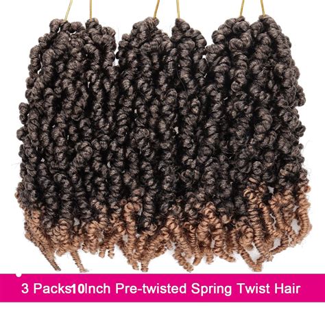 Buy 3 Packs Pre-twisted Spring Twist Crochet Hair 10 Inch Short Curly ...