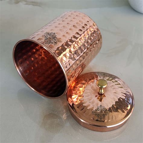 Handmade Pure Copper Hammered Design Storage box, 700ml – INDIAN ART VILLA