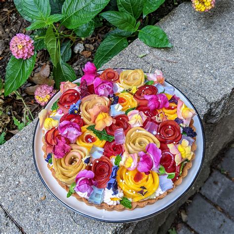 Week 34: Floral - Mixed Fruit Rose Tart : 52weeksofbaking