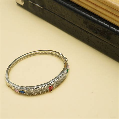 Meraki Silver Plated Multicolor Stone Bracelet With AD Stone ...