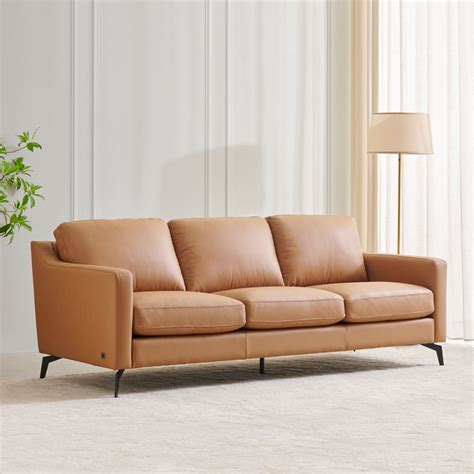 Buy Parque Half Leather 3-Seater Sofa - Tan from Home Centre at just ...
