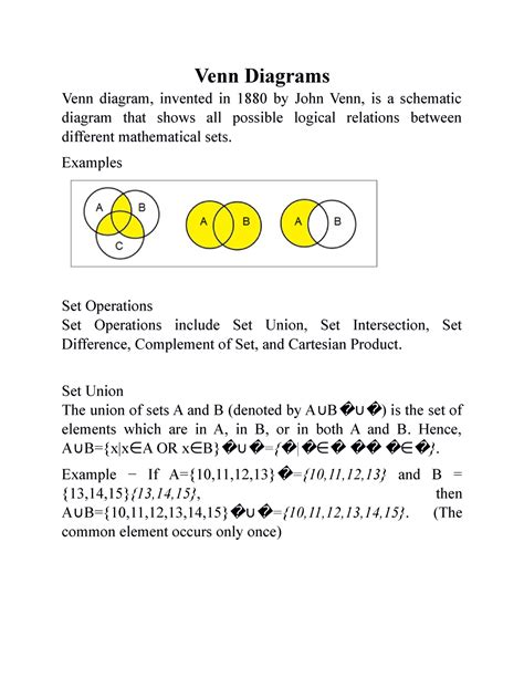 Venn Diagram and Function - Venn Diagrams Venn diagram, invented in ...