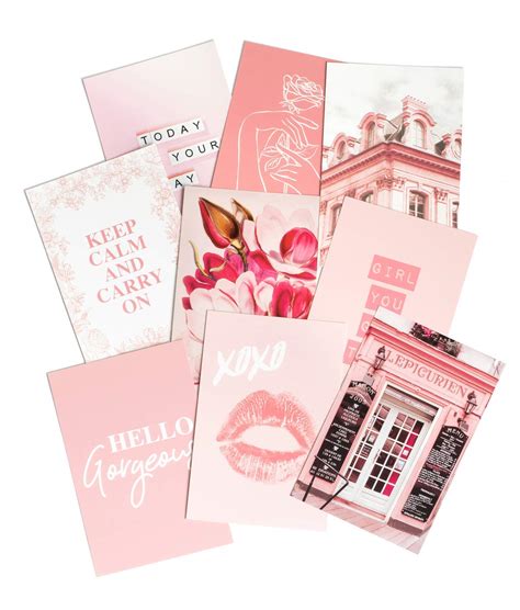 Artivo Pink Aesthetic Wall Collage Kit, 100 Set 4x6 inch, Room Decor ...