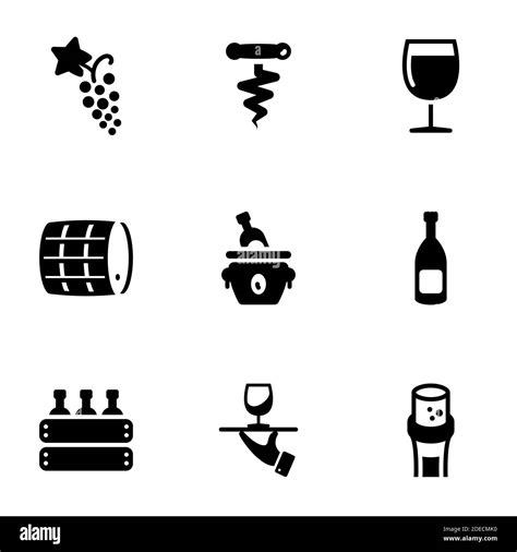 Set of simple icons on a theme Wine, alcoholic drink, storage, drink ...