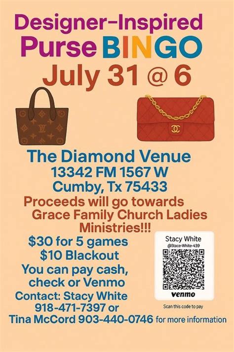 Designer Inspired Purse Bingo, The Diamond Wedding and Special Event ...