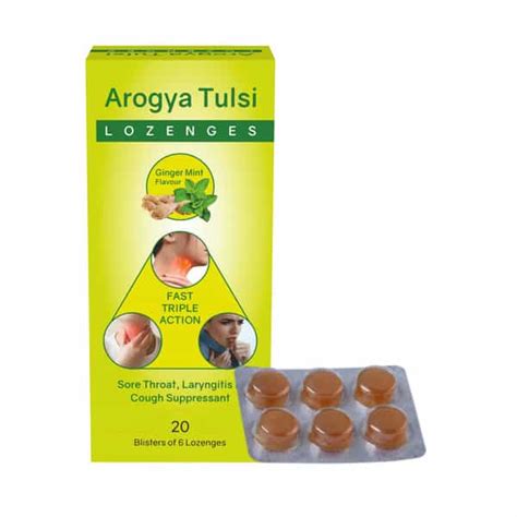 Buy AROGYA TULSI LOZENGES (GINGER MINT FLAVOUR) 6 TAB | COUGH & SORE ...