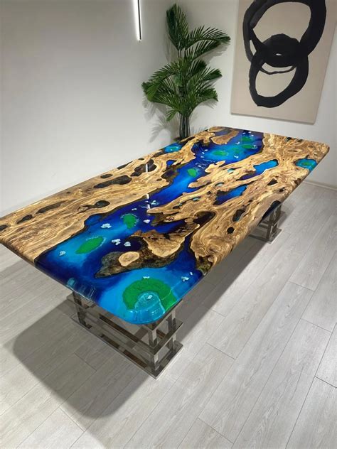 Wood And Epoxy Dining Table