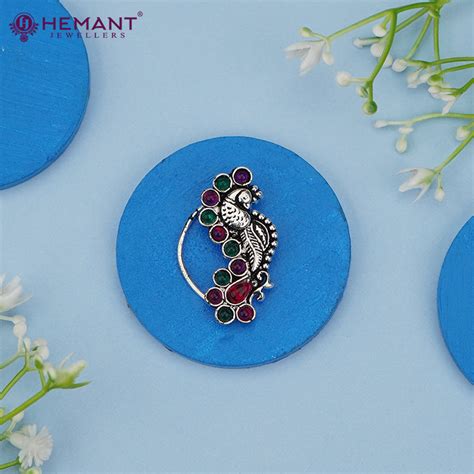 Traditional Oxidized Silver Plated Nath/Nose Pin (Pressing) 4676 ...