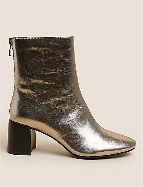Buy Leather Block Heel Ankle Boots at Marks & Spencer